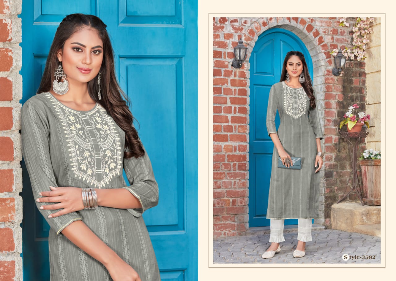 Rangoon Zara Designer Fancy Cotton Ethnic Wear Embroidery Kurti Collection